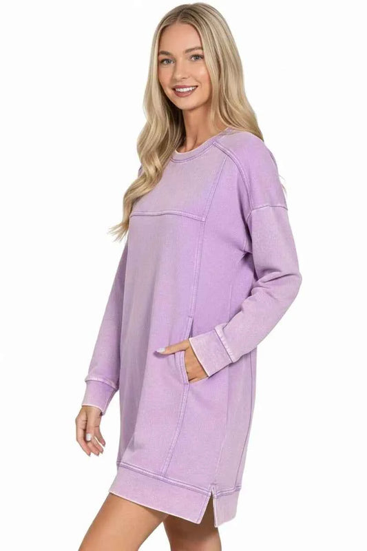 Zenana French Terry Acid Washed Dress with Pockets ecd753a5-3f86-4d59-a3e0-d1eedbce84d1-Max-Origin