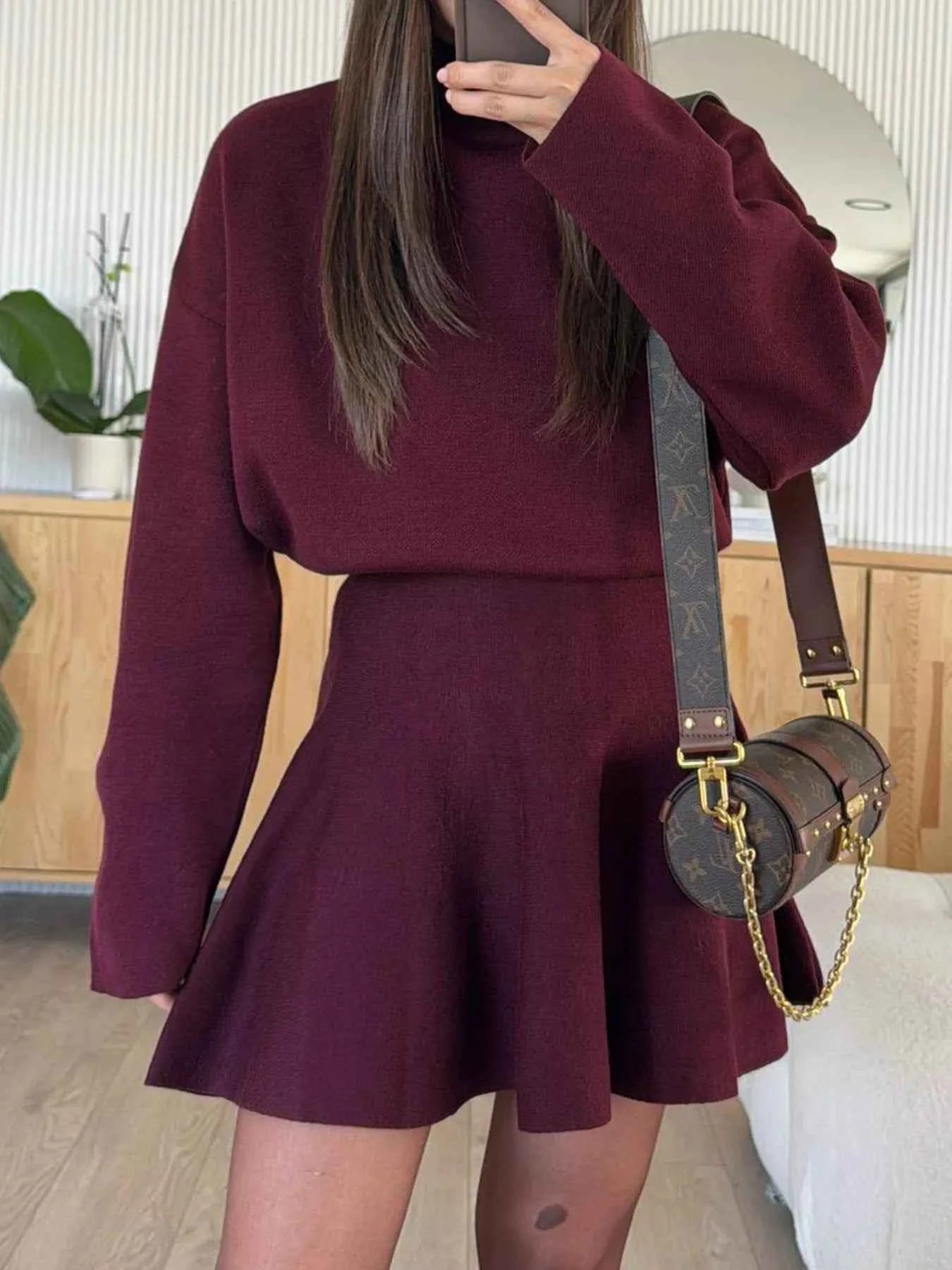 Round Neck Long Sleeve Mini Sweater Dress Burgundy ecf403f2d33d47ea99f5d00d8ba1ce5c-Max-Origin