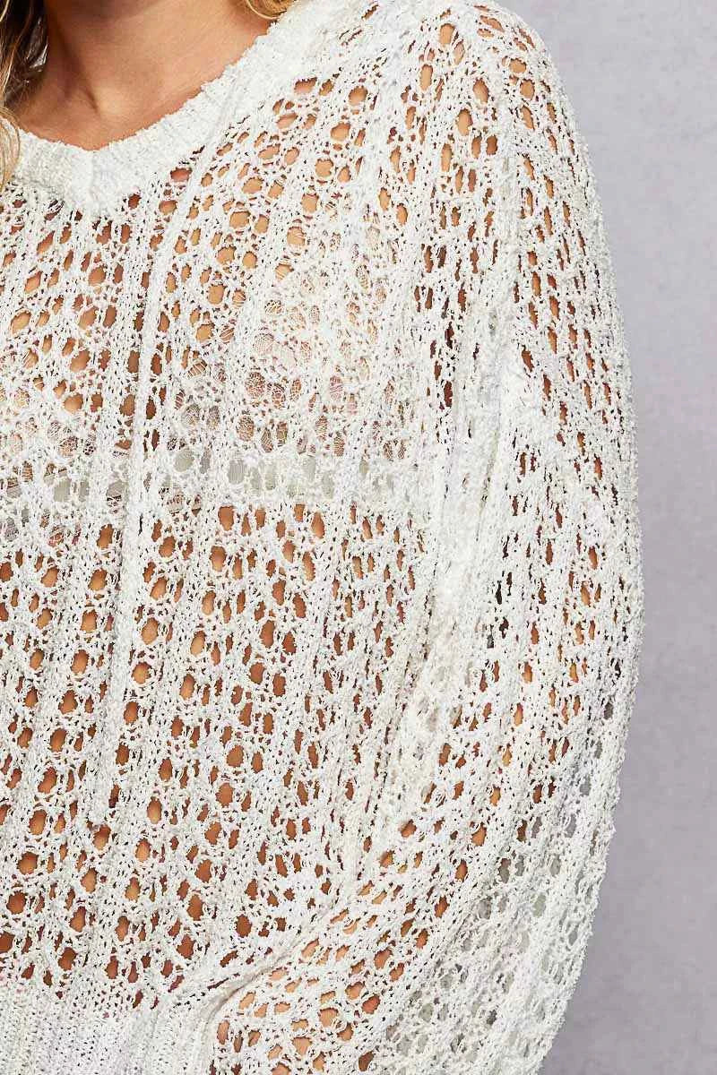 POL Openwork Round Neck High Low Knit Top ecf67c30-ed30-43c1-970a-b30127b1d9c4-Max-Origin