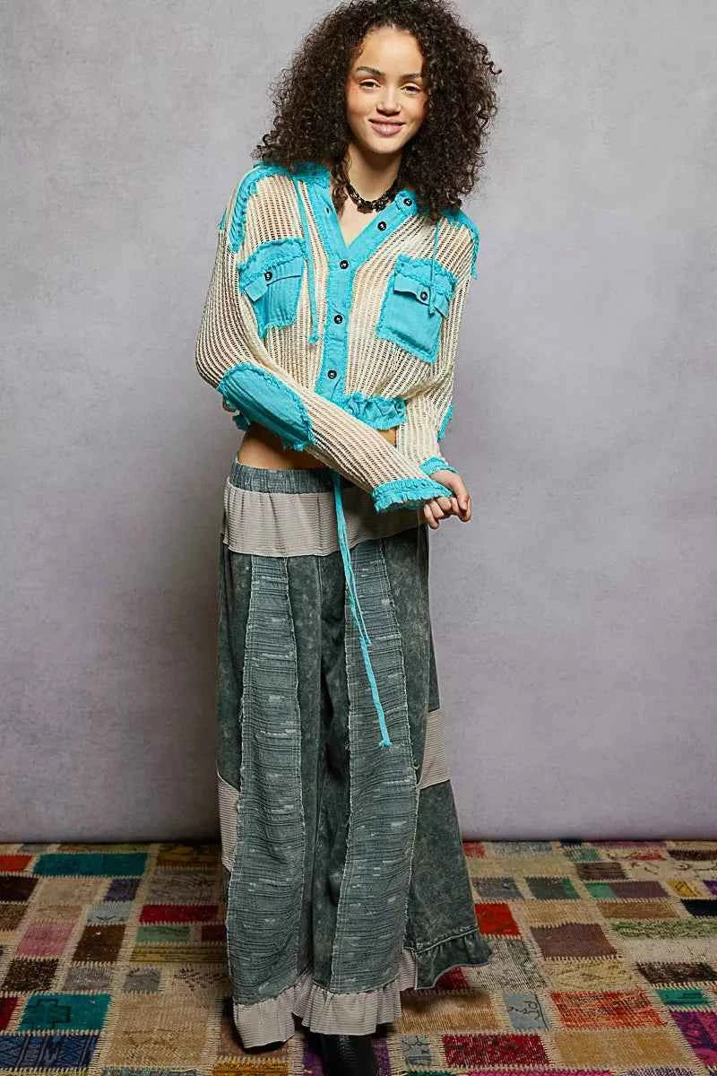 POL Texture Woven Button Down Hooded Shirt with Drawstring Hem ecf7e079-096c-4a87-81a0-08437ab74c03-Max-Origin