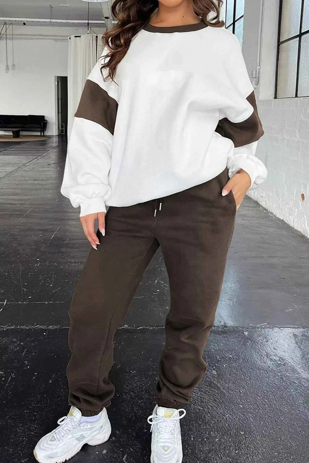 Drop Shoulder Loose Sweatshirt and Joggers Active Set Chocolate ecfc4302-47be-4f12-be3d-3ce990ae6a02-Max-Origin