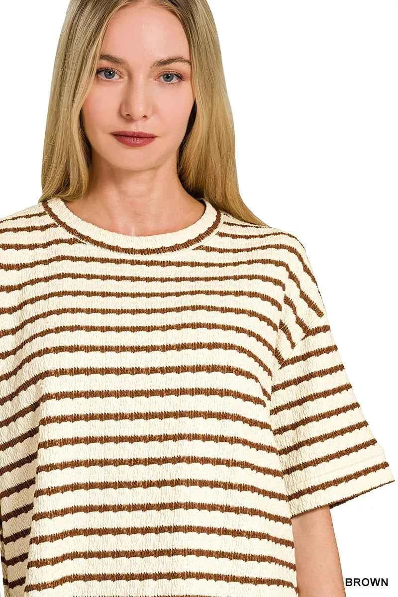 Zenana Striped Short Sleeve Tee & Shorts Set ed00ac244ee44cdcb920824eb12a163d-Max-Origin