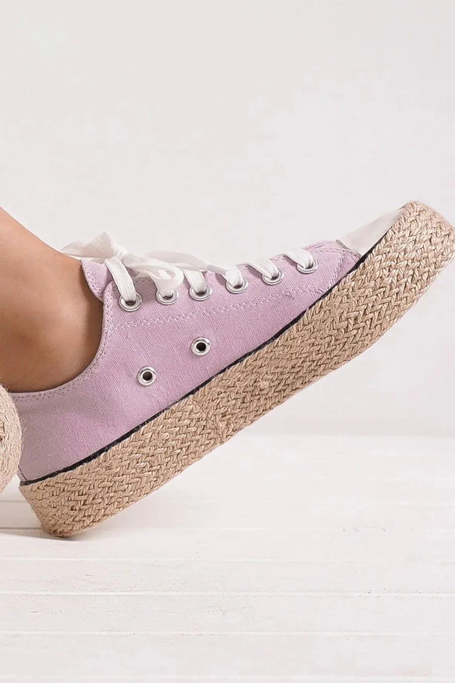 Beast Fashion Lace Up Woven Espadrille Sole Sneakers Lilac ed0349d9-dba8-4589-91c1-bf077cf1c548-Max