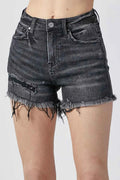 RISEN Raw Hem Denim Shorts with Pockets Black ed098edf-8efc-4a77-b9b3-559b523ccf4e-Max