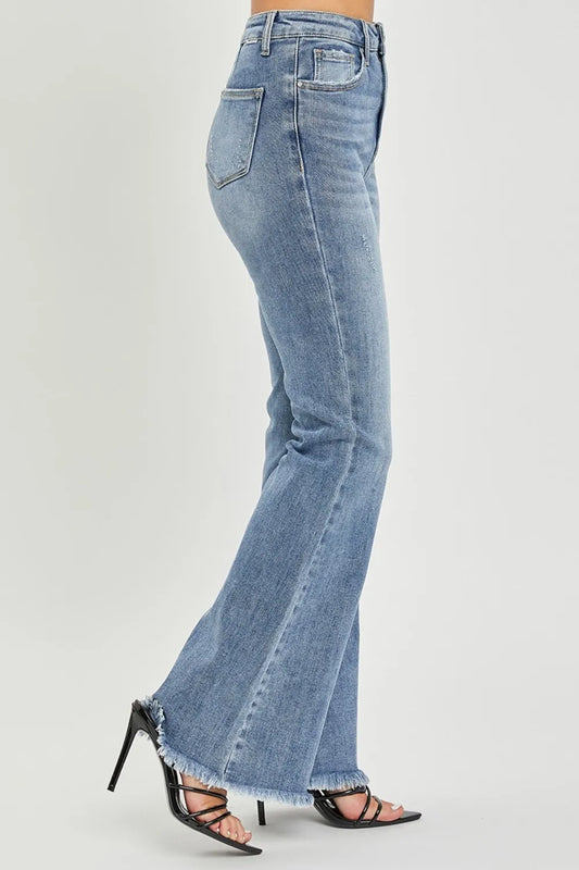 Full Size High Waist Raw Hem Flare Jeans ed0c1d84-8ea4-4902-8eb8-67875f98d610-Max