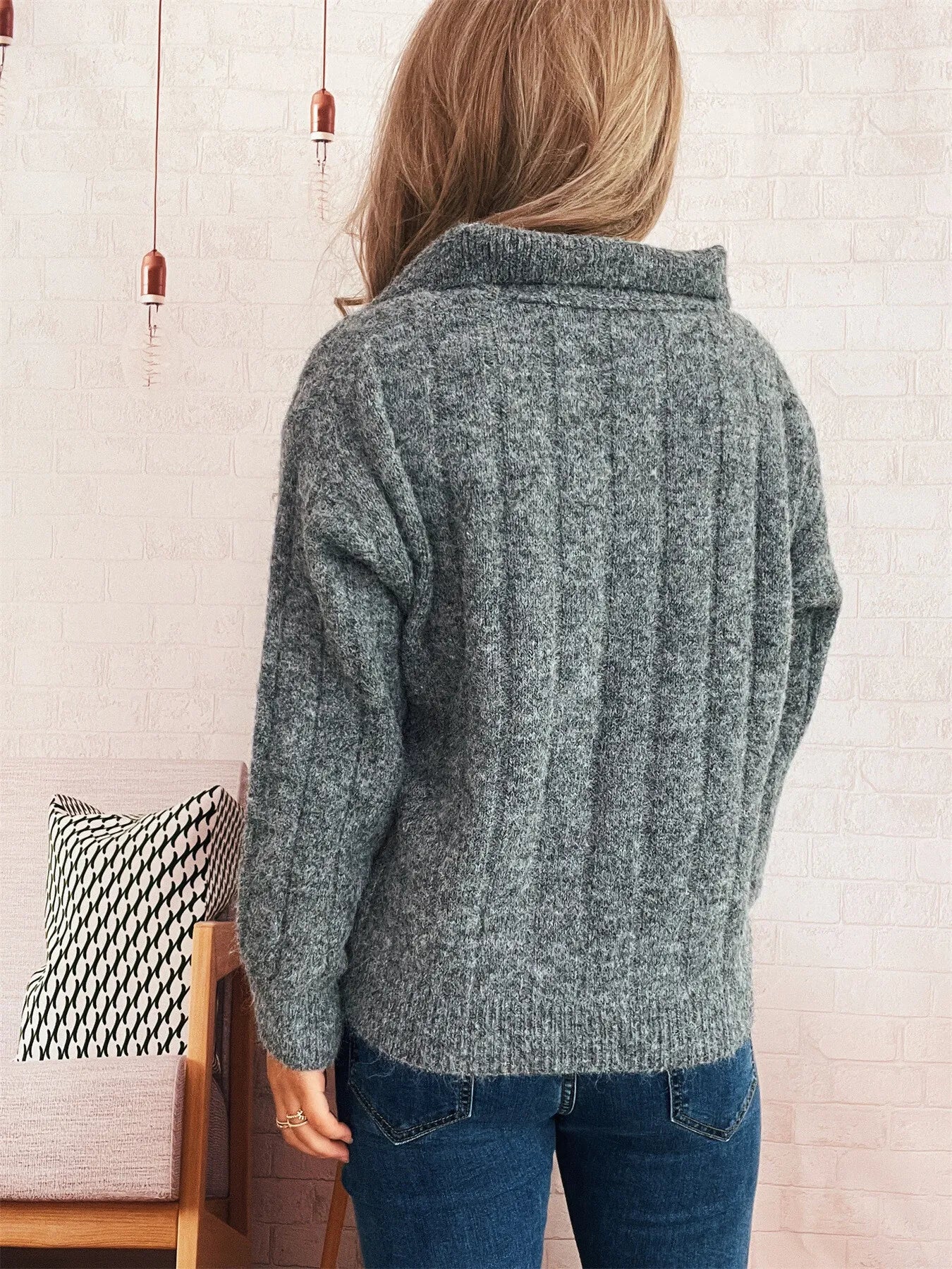 Ribbed Hem Quarter Zip Sweater ed158289c43544f78ccebfcbf436aaec-Max-Origin