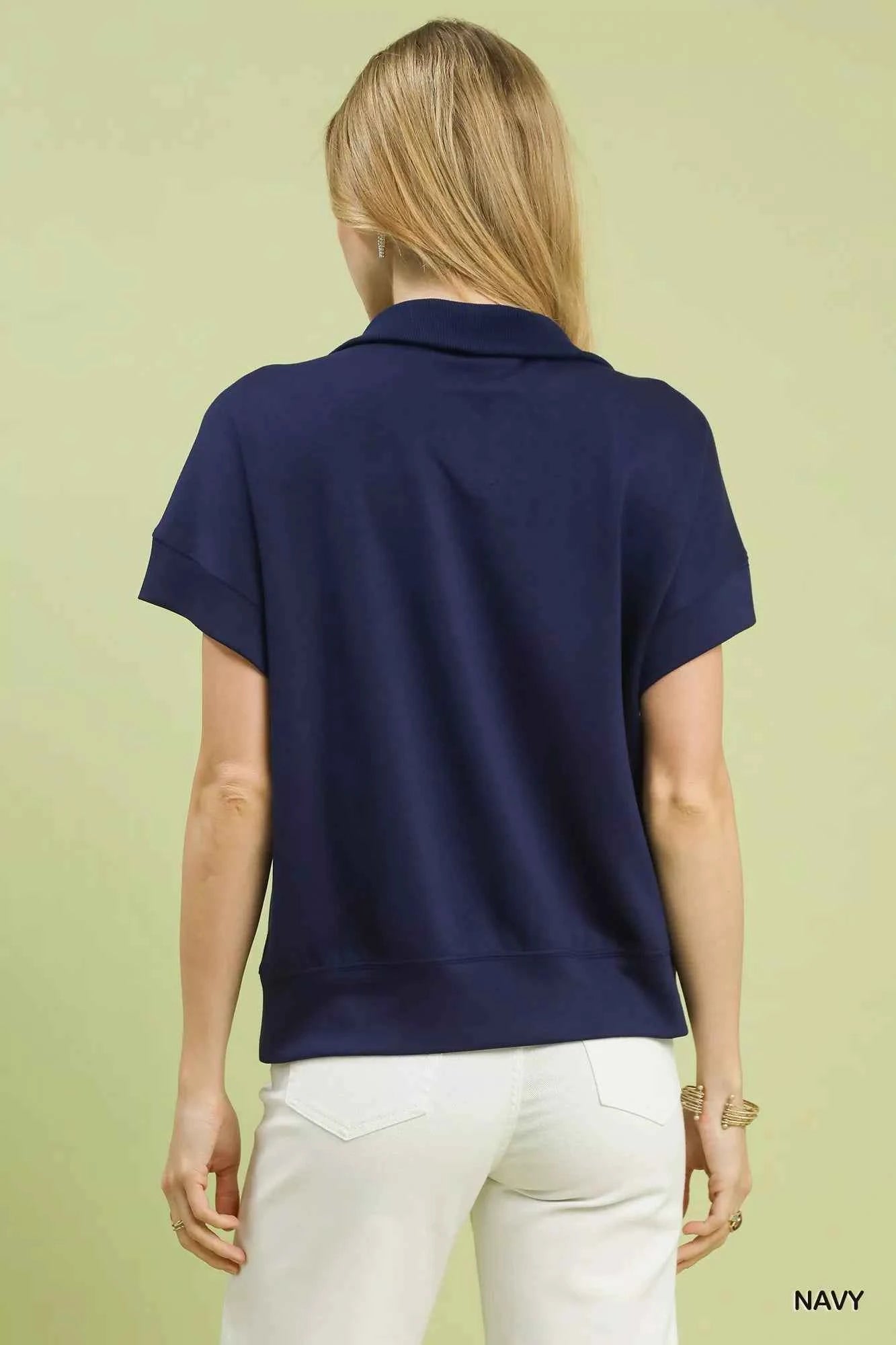 Umgee Striped Collared Neck Half-Zip Top ed16eb15-4d21-4618-ab7b-bba488222126-Max-Origin