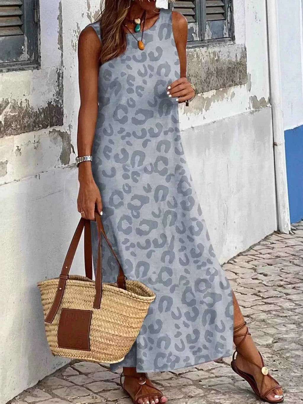 Slit Leopard Sleeveless Maxi Dress ed222fecad8247e3b5283967d124a3f9-Max-Origin