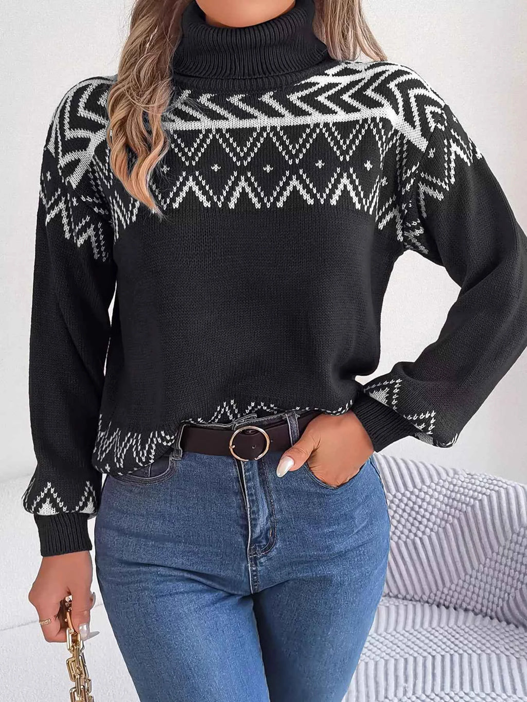 Turtleneck Dropped Shoulder Sweater Black ed24c3e03b5546e1a9088fb5ae5eac36-Max-Origin