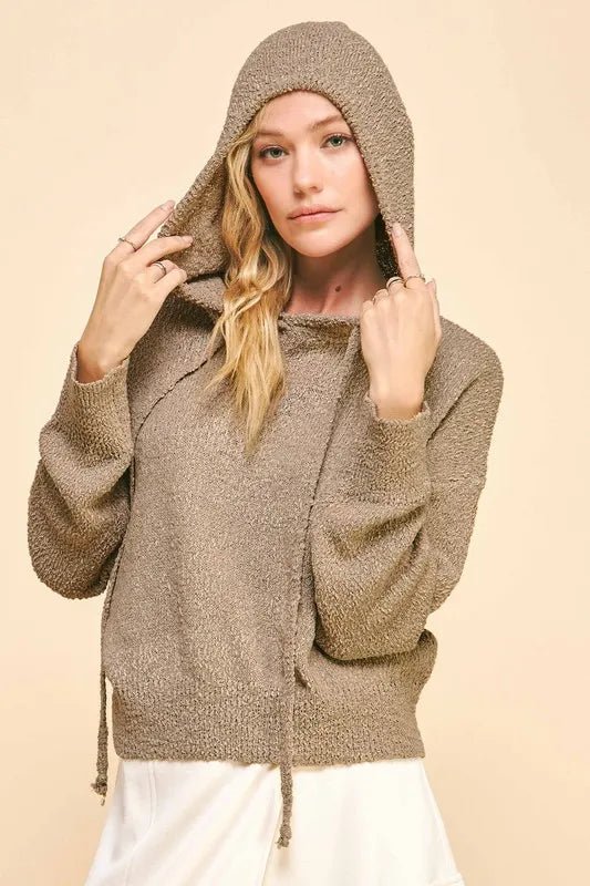 Davi & Dani Drop Shoulder Long Sleeve Hooded Sweater ed26fc6e-b38a-4e10-983a-667db2926119-Max