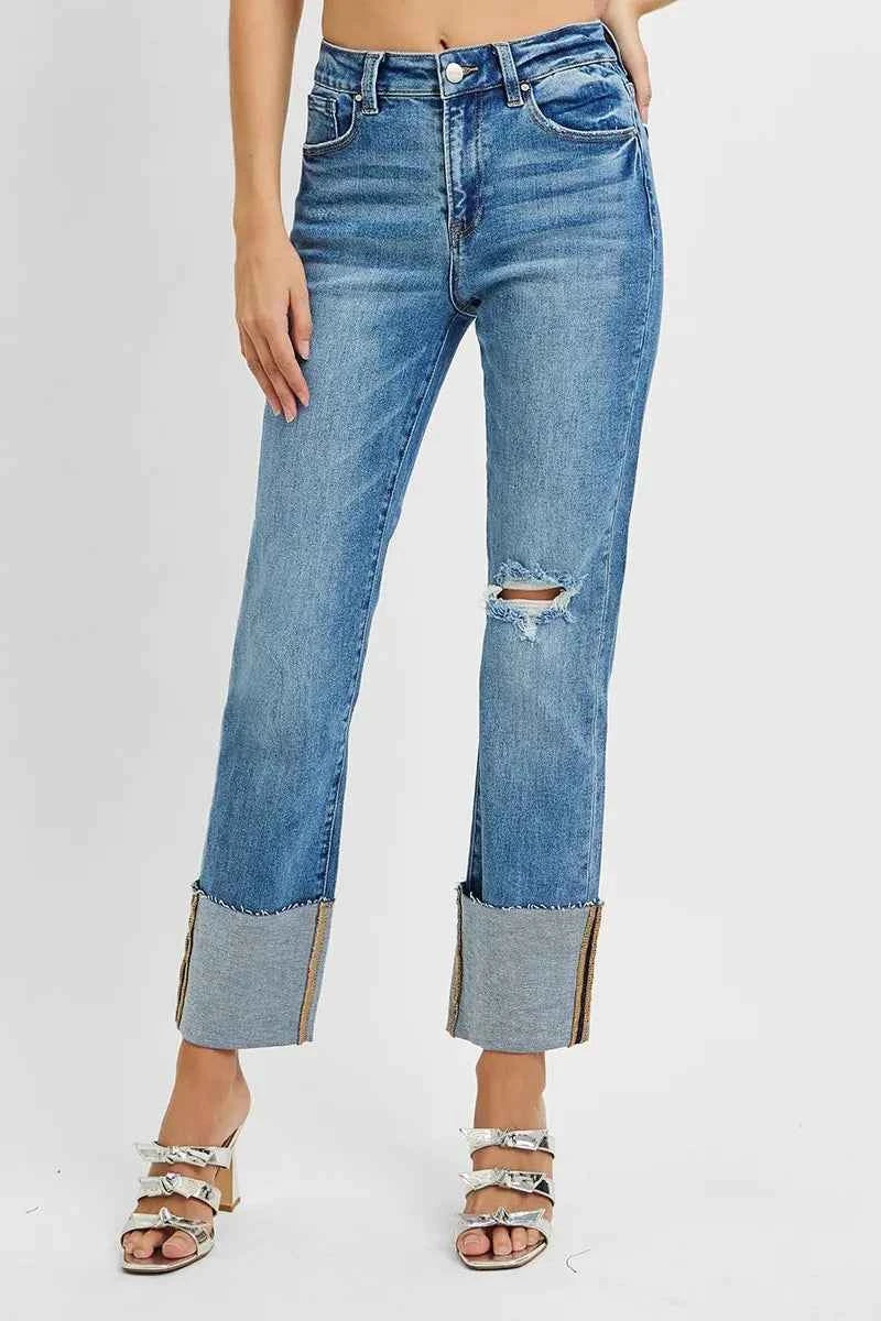 RISEN Full Size High Rise Ankle Straight Wide Cuffed Jeans Plus Size MEDIUM ed27ee6374c049879b073ea770b1bccd-Max-Origin