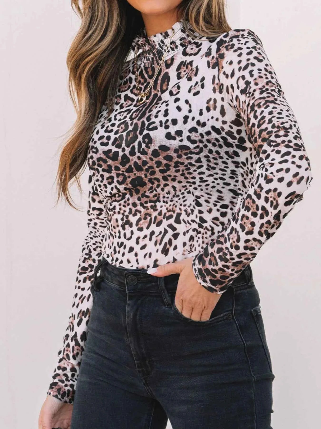 Leopard Print Long Sleeve Mock Neck Bodysuit ed3e402d-e413-4895-917a-8036c12cb4d8-Max-Origin