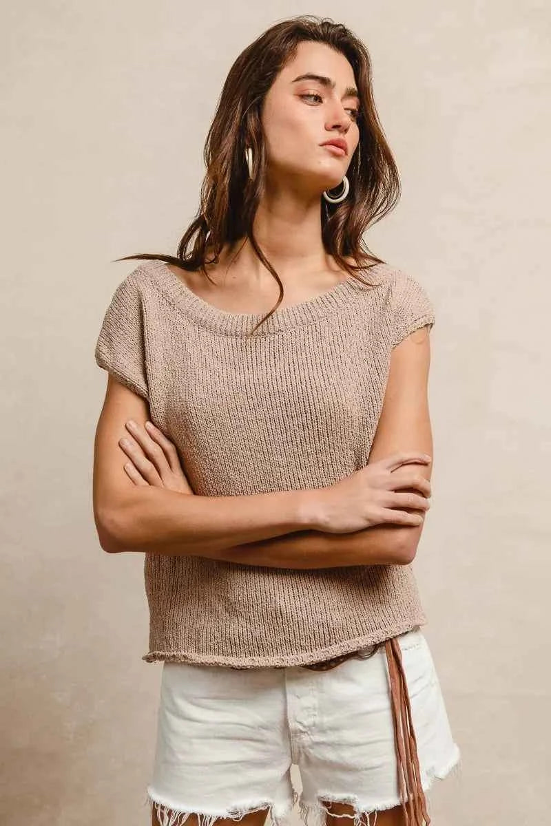 BiBi One Side Off Shoulder Knit Top ed3eef4ec2b34115abf181cd59c7aa1e-Max-Origin