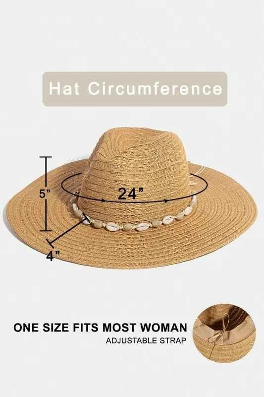 Fame Shell Beaded Wide Brim Straw Hat ed59f85a-a1a1-42ee-84da-43192c8a9b12-Max-Origin