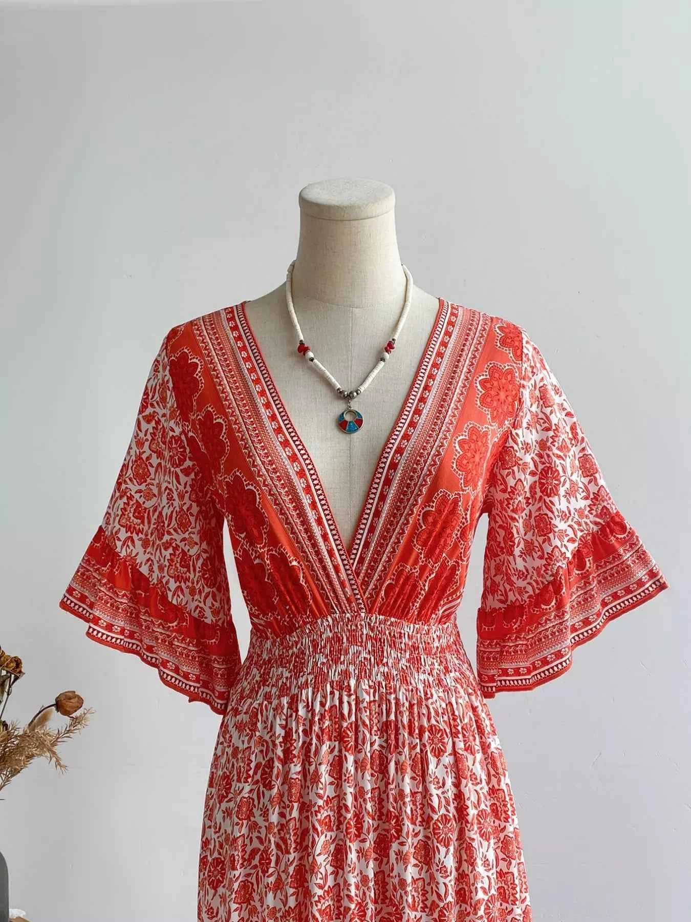 Floral Deep V-Neck Dress ed60a767-3b17-4020-b034-51f6a64e5b02-Max-Origin