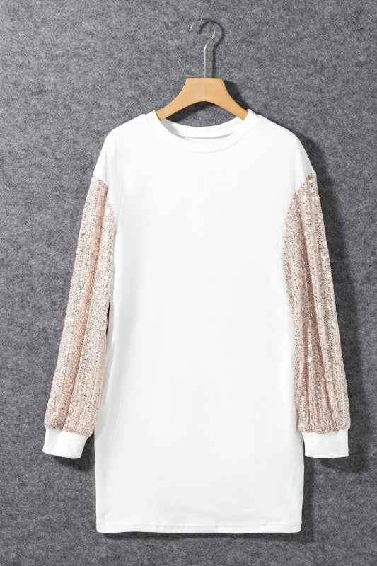 Valentine Sequin Patchwork Puff Sleeve Mini Dress ed69374c-2940-4a1e-8a5c-30389a7d7e18