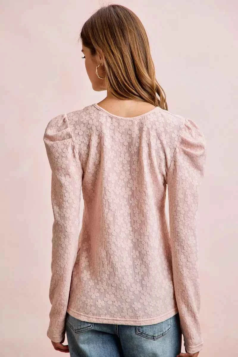 BiBi Textured Flower Knit Puff Shoulder Top ed73548cba8d4bc898c0b9aac3d3a7b0-Max-Origin