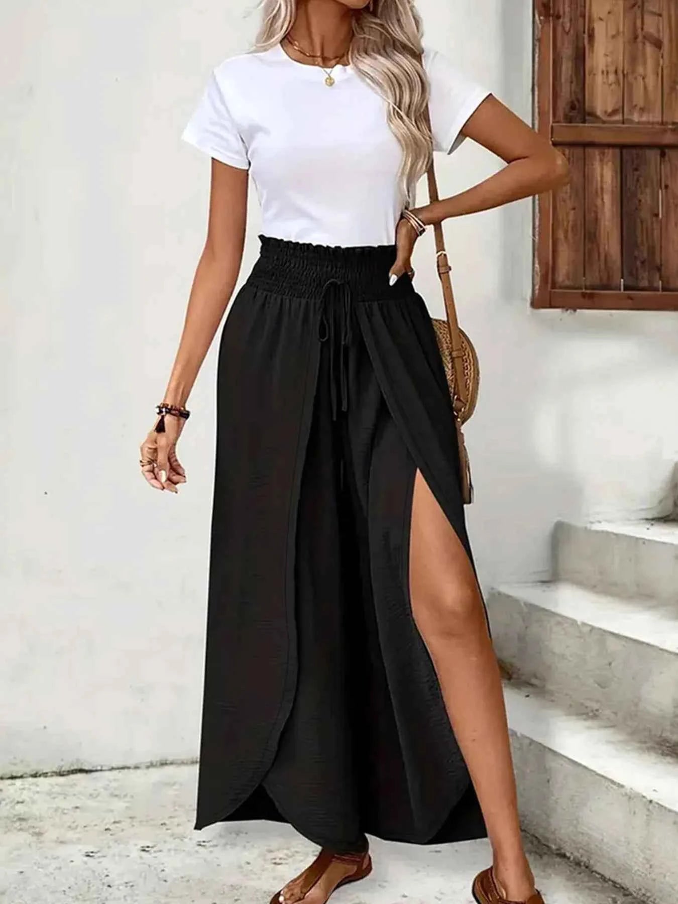 High-Waisted Side Slit Pants Black ed746968d793442b976ef8649f126766-Max-Origin