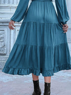 Ruffled Hem V-Neck Balloon Sleeve Dress ed7aa413-4967-4fc9-a8d8-593465cec2dd-Max-Origin