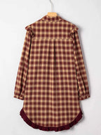 Plaid Print Ruffled Long Sleeve Patchwork Hem Mini Shirt Dress ed7e1555b4c2413ca8df41f723a9ccd7-Max-Origin