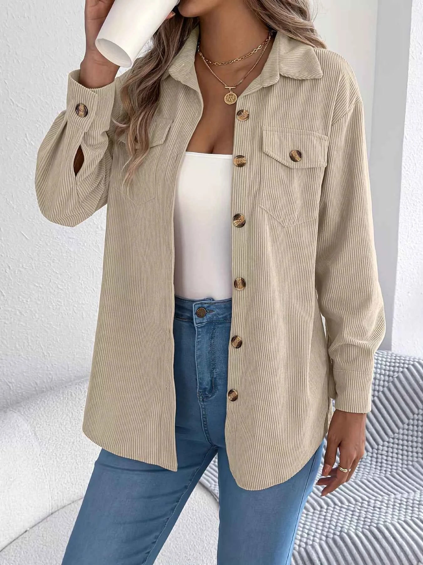 Corduroy Button-Up Long Sleeve Shacket ed84d84ab0de4b44a0334b8e45904290-Max-Origin