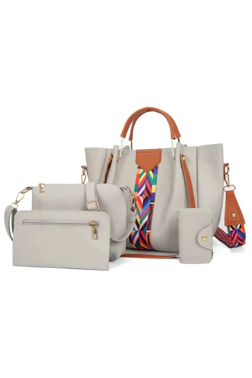 4-Piece Geometric Strap Bag Set Gray onesize edbca386-8658-4975-ba95-2d338252f591-Max-Origin