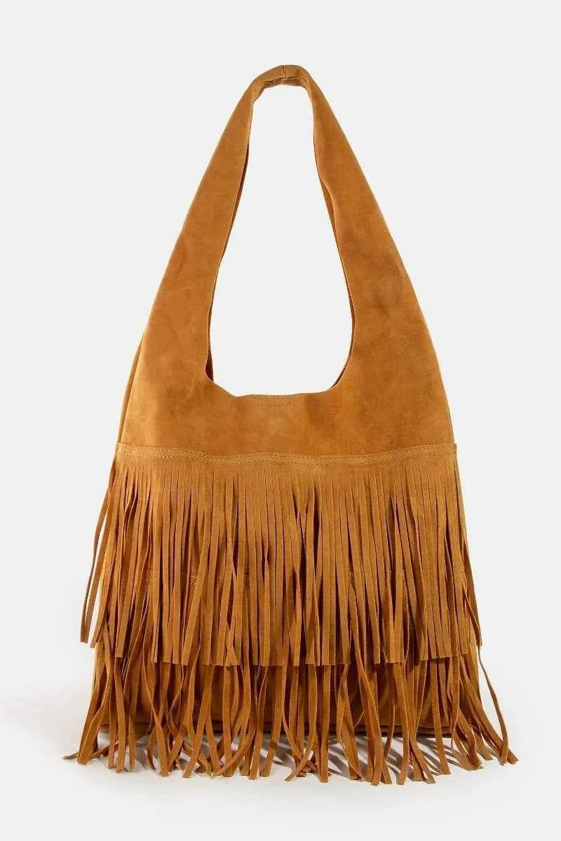 Fame Layered Fringe Detail Suede Hobo Bag LBR One Size edc0ada886324f76a3e48e09a0c68e96-Max-Origin