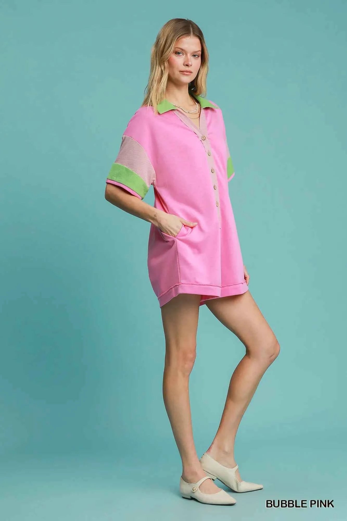 Umgee Contrast Trim Button Front Romper edc65d79-4d0f-4503-93fa-a0c2ed7ff680-Max-Origin