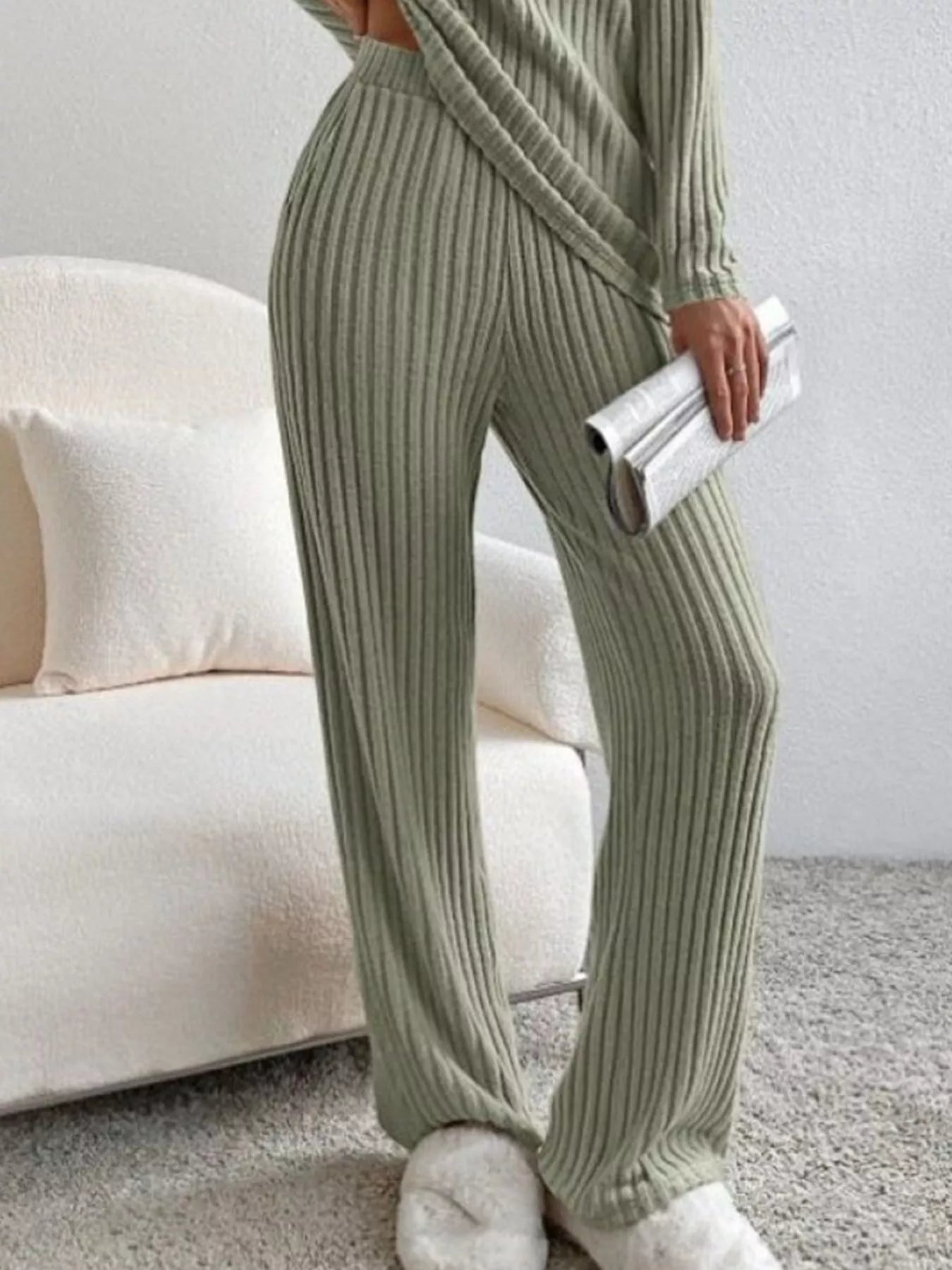 Ribbed V-Neck Top and Pants Set edc8e0b9-8d67-4387-a7ac-4466c17e7034-Max-Origin
