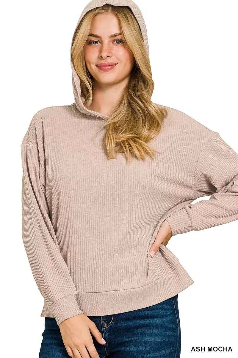 Zenana Ribbed Long Sleeve Hoodie ASH MOCHA edd3d479f9aa47e493f1e2633b72cf8f-Max-Origin
