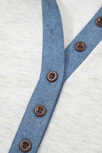 Denim Patchwork Polo Collar Long Sleeve Top edd6d6ee-01b9-41be-b783-ee067f69c3ec