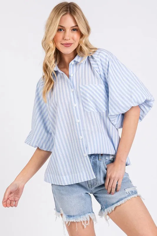 Mittoshop Button Down Striped Puff Sleeve Shirt eddd95d9-8112-4216-a3d8-2496d5fafe4d-Max