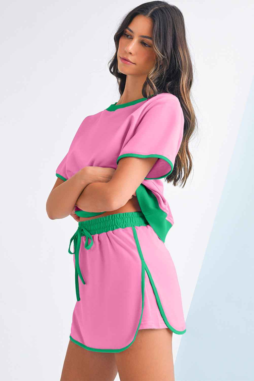 Black Colorblock Edge Drop Shoulder T Shirt and Skort Set eddf2618031c20c9