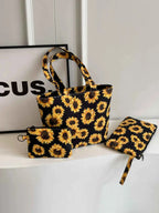 Sunflower Print 3-Piece Canvas Bag Set Black onesize ede75c4f-6078-4aa0-ab58-d1a017ed55bc-Max-Origin