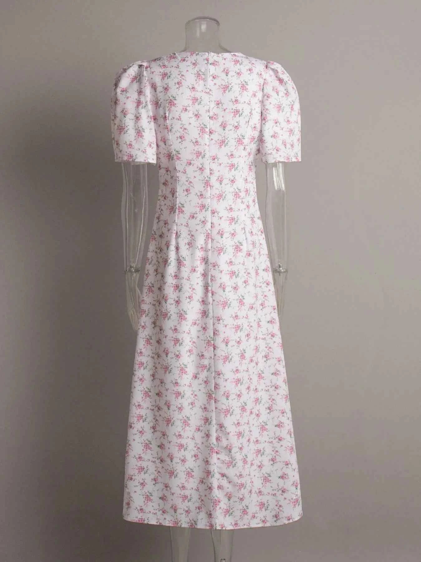 Floral Print Short Sleeve Dress ede7aef274d747149f63933c562cf4bf-Max-Origin
