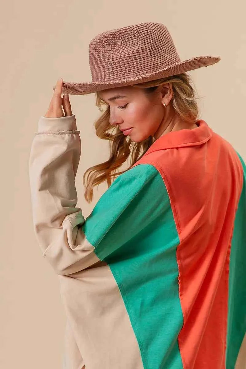 BiBi Colorblock Exposed Seam French Terry Sweatshirt edf0b10edb9a4ac7bd521122adb17321-Max-Origin