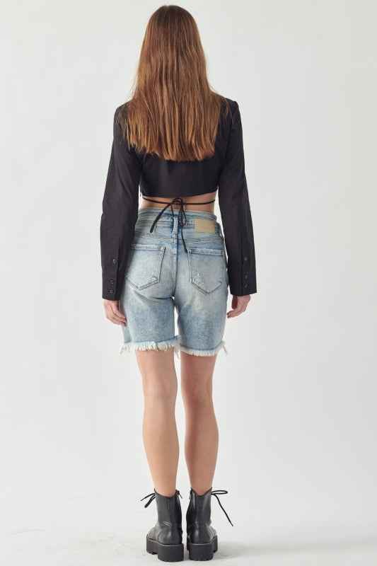 AT1037BML High Rise Bermuda Tulip Waistband Shorts edf4500f-1d9d-470e-aa49-e44dee15a248