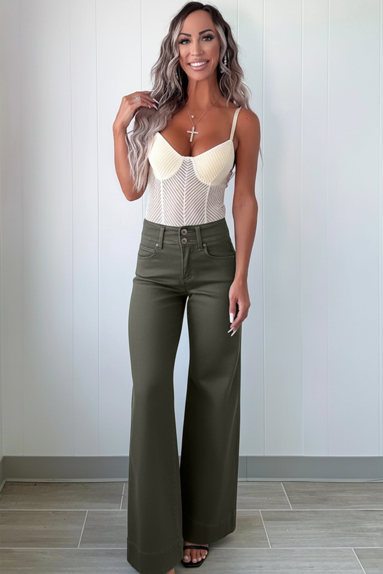 Bonbon 2-Button High Waist Flared Bottom Jeans edf89da2471576a6