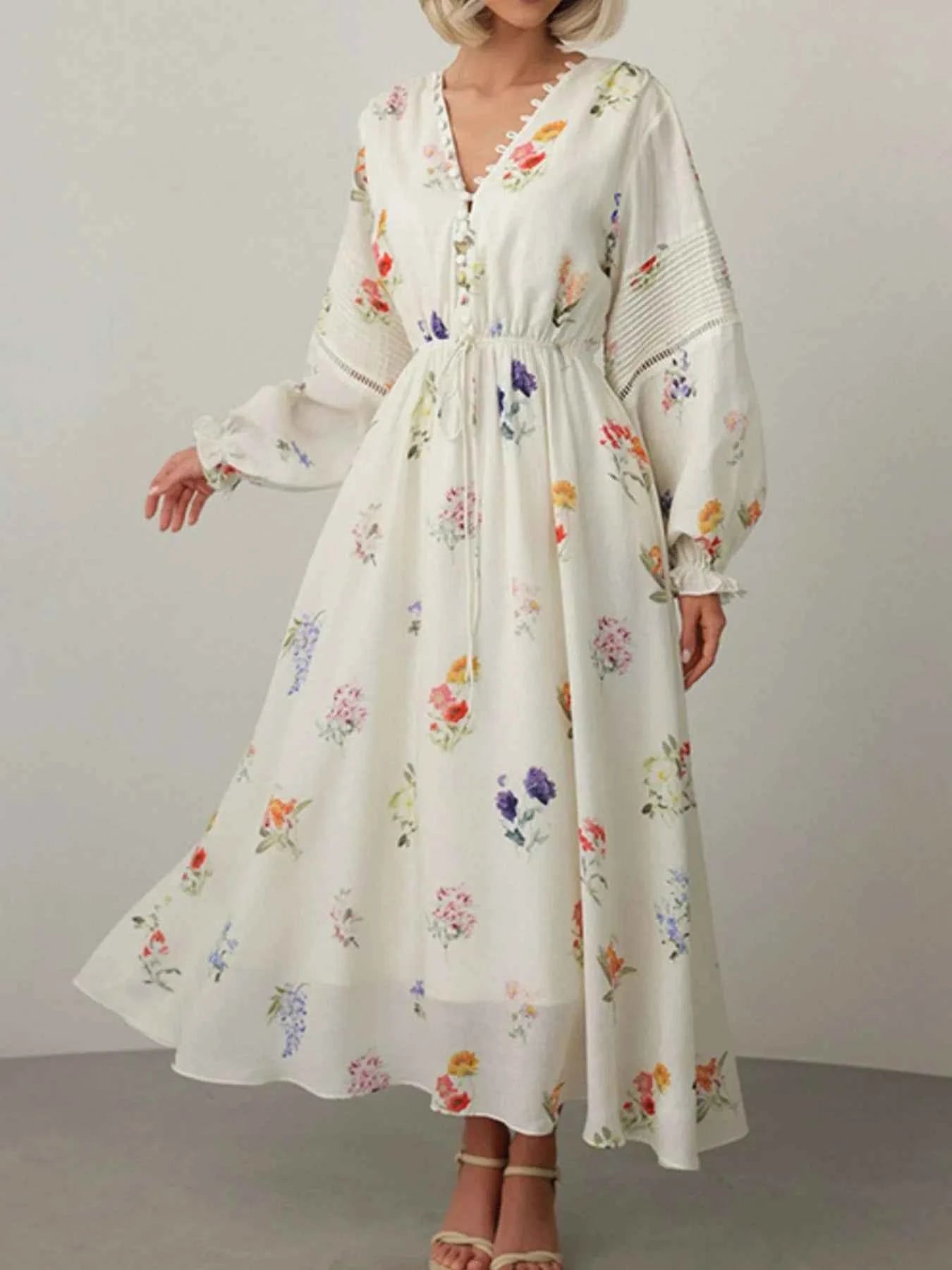 Floral Print Long Sleeve Midi Dress edf96a57-249e-4db3-97a1-0aecd60a406a-Max-Origin