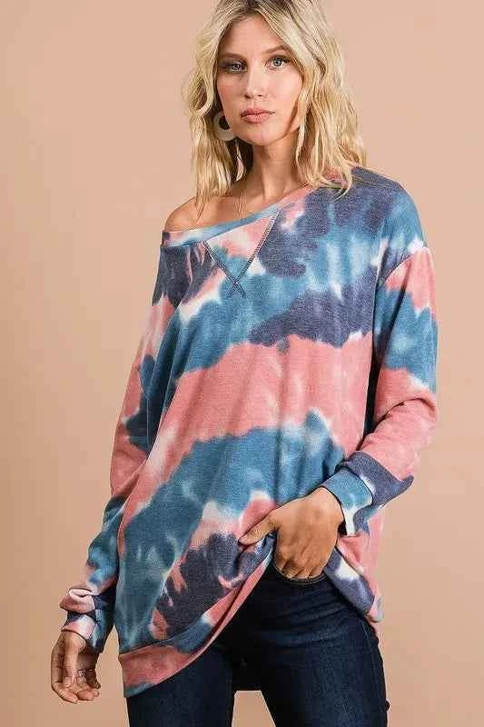 BiBi Tie Dye French Terry Pull Over with Front Stitching Detail edfee0a7008c48c8bdb0f983b7cf3979-Max-Origin
