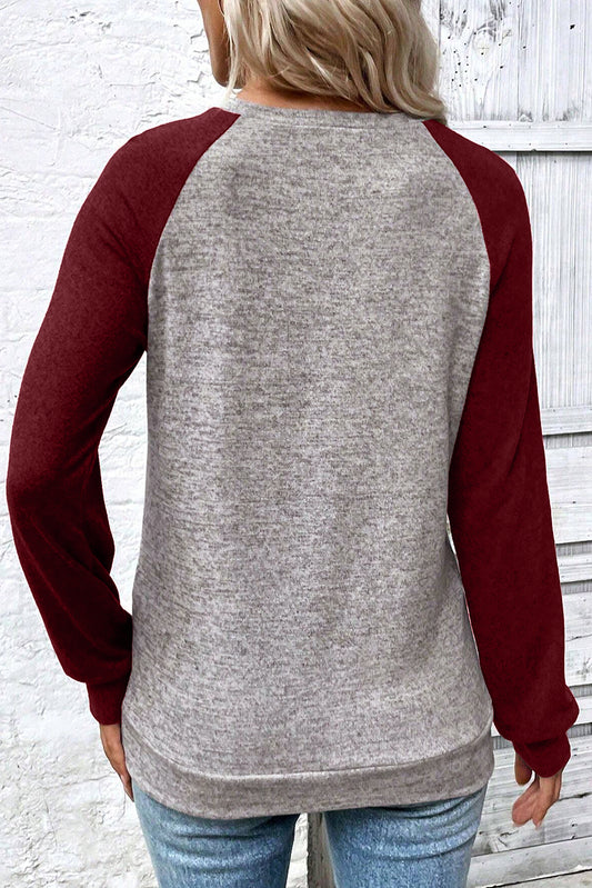 Red Dahlia Colorblock Raglan Long Sleeve T Shirt ee0697247decf88a