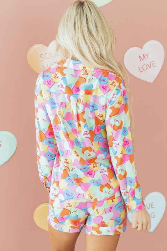 Valentine Heart Candy Shirt and Shorts Pajama Set ee0f89da-b9c8-412f-a4a2-0397fa16856d