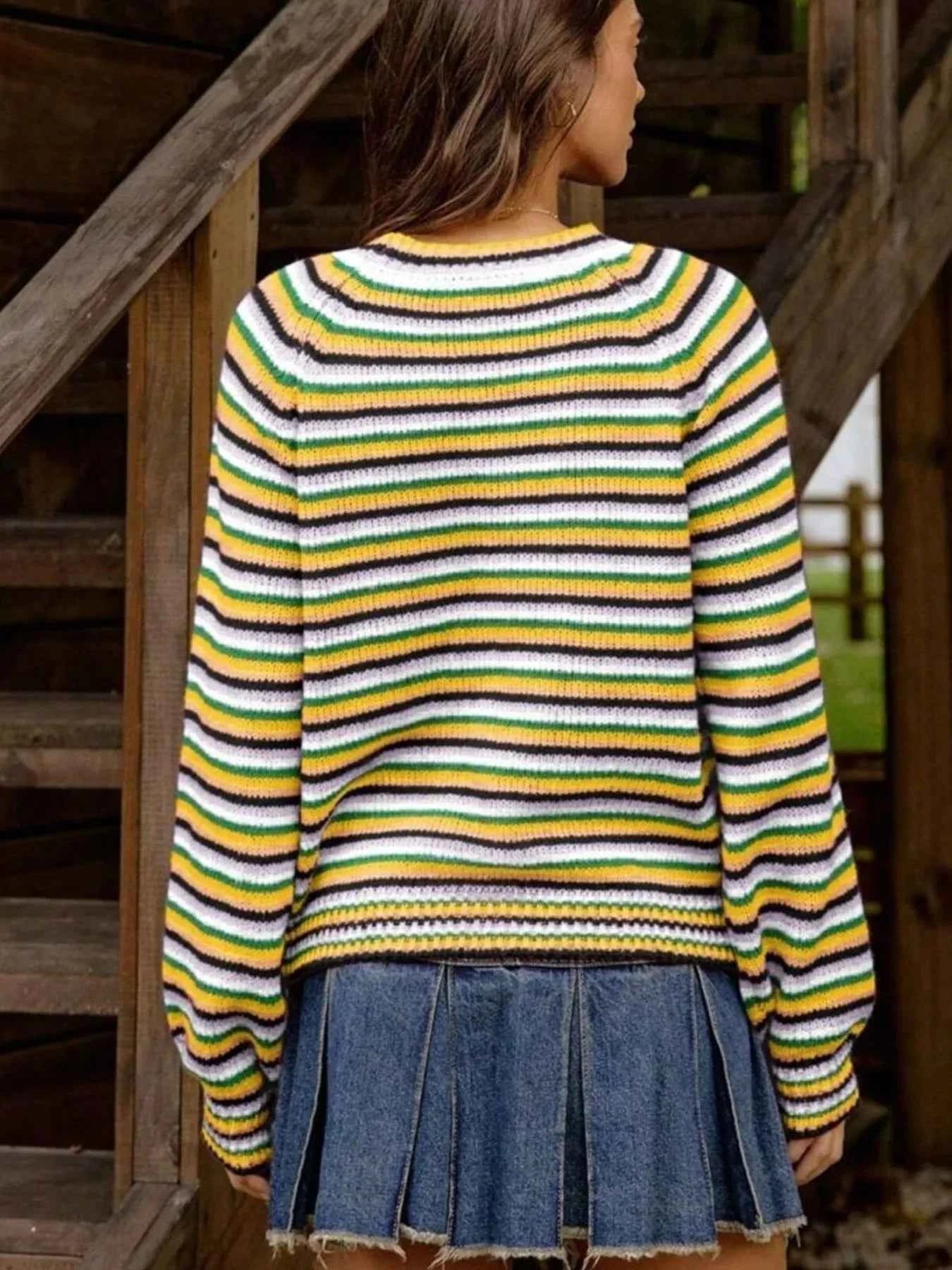 Rainbow Striped Pullover Sweater