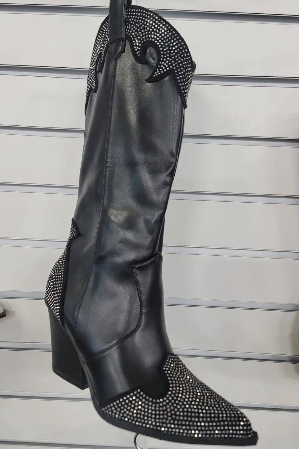 Weeboo Chunky Heel Rhinestone Decor Western Boots ee1b74b0-28b0-4d2d-a6b0-6e46840d1652-Max