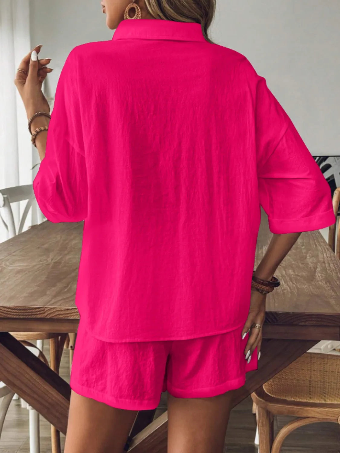 Collared Neck Half Sleeve Top and Shorts Set ee2232a4-59da-41cd-ba48-047d2025e89a-Max-Origin