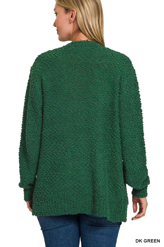 Long Sleeve Popcorn Sweater Cardigan with Pockets ee227303-d642-4f31-900a-fafb81741234-Max-Origin