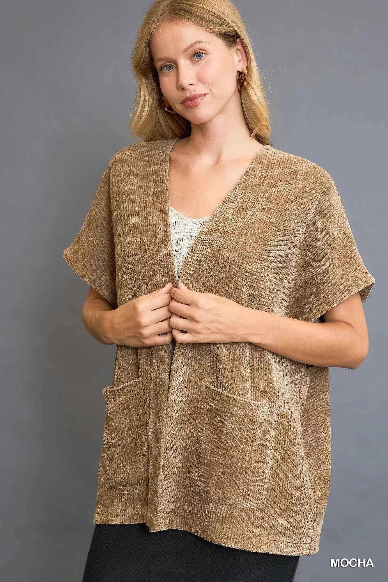 Umgee Open Front Knit Cardigan with Front Pockets MOCHA ee2a42ee-5baa-4c51-a6a5-404ae3a28790-Max-Origin