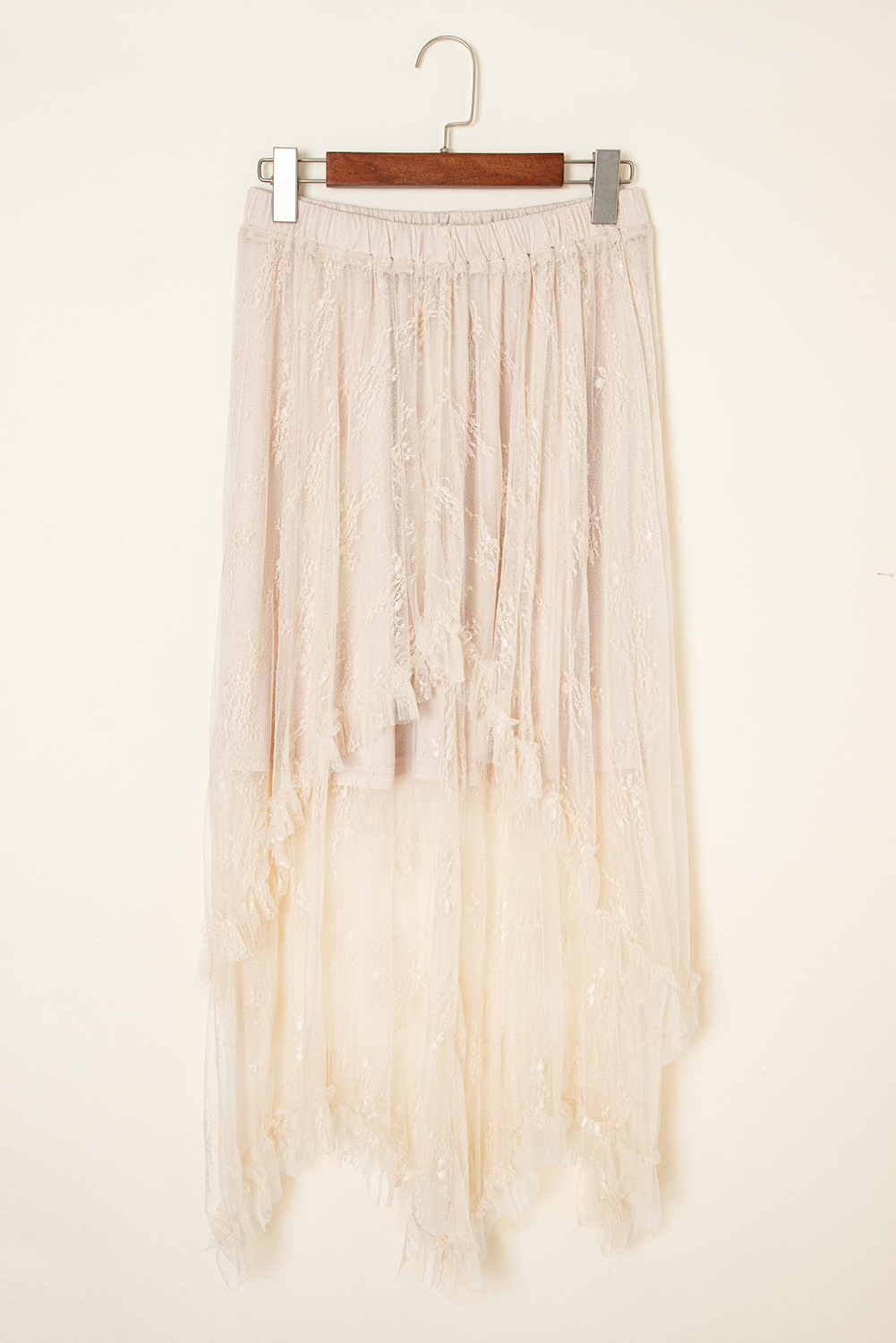 Apricot Lace Cascading Tiered High Waist Maxi Skirt ee2b37d0c827c12c