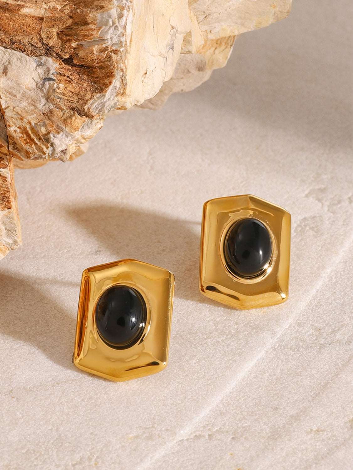 18K Gold-Plated Stainless Steel Agate Earrings