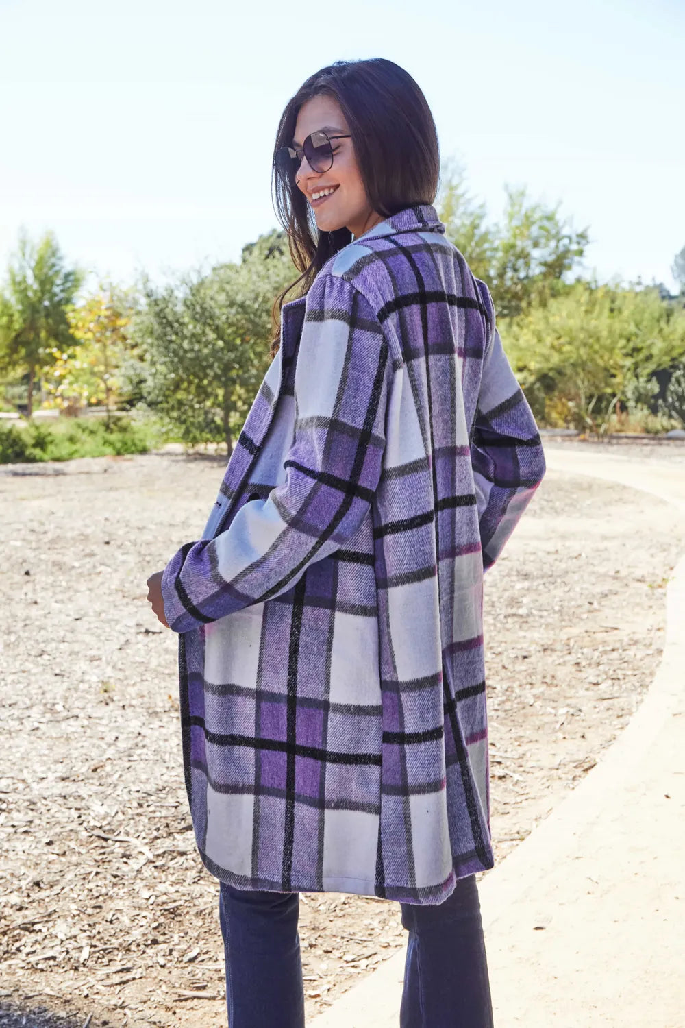 Double Take Full Size Plaid Button Up Lapel Collar Coat ee30c326111e49988e376c6eb1616c5e-Max